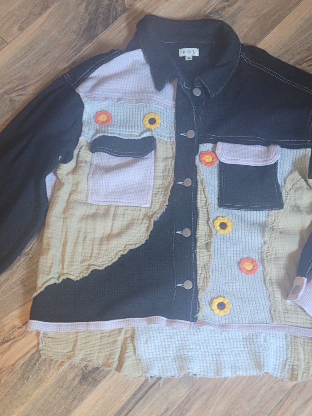 POL Pieced Multi-Fabric/Textures Shacket/Top, NWOT, S, Epic & Unique!! - Picture 2 of 13